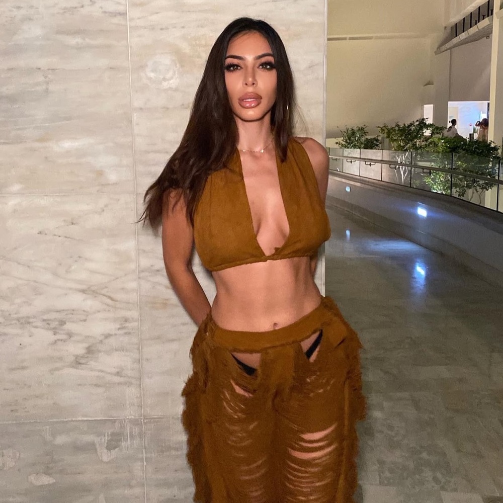 ALAÏA PANTS + TOP SET – Brown (S/M)